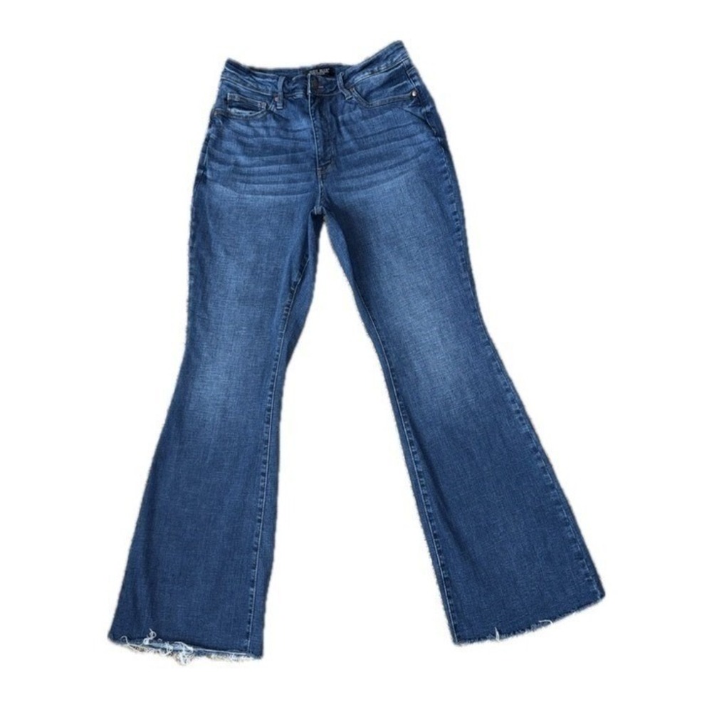 JUDY BLUE Control Top Flare Raw Hem Jeans | Women's Size 14W